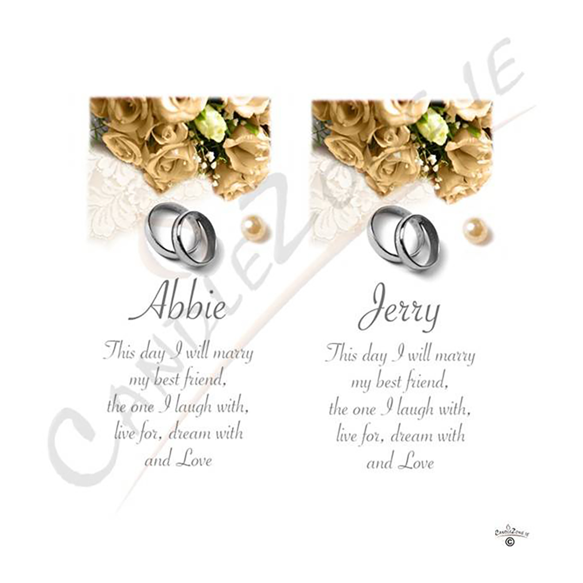 Personalised Wedding Candles - Flower Range Pearl
