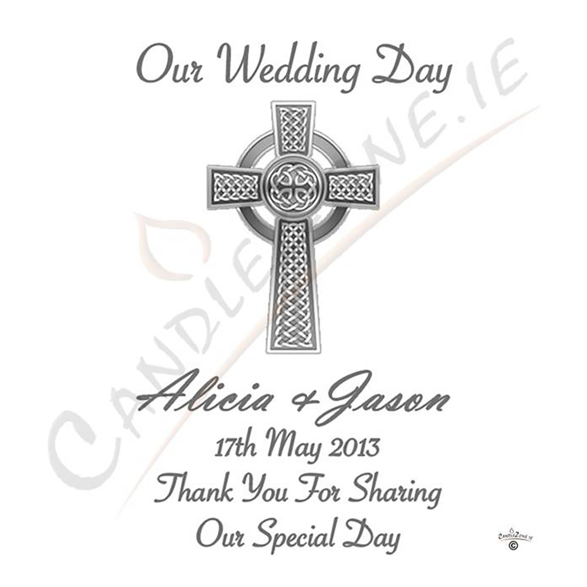 Personalised Thank you Wedding Favour - Celtic Hi-Cross Silver Script