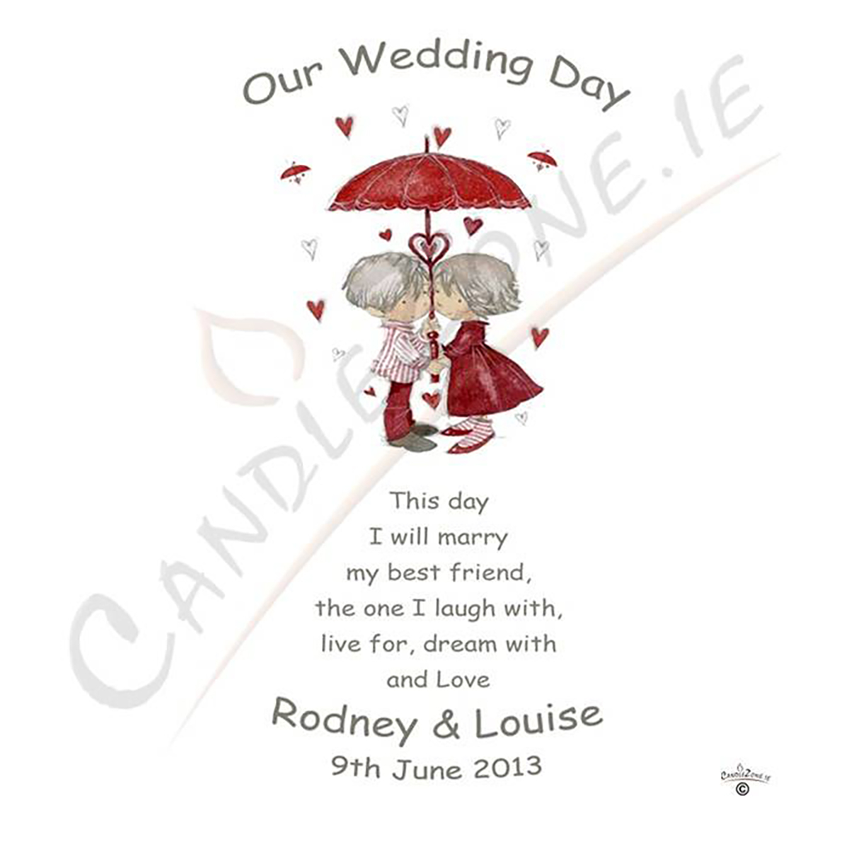 Personalised Wedding Candles - Umbrella of Love Gold