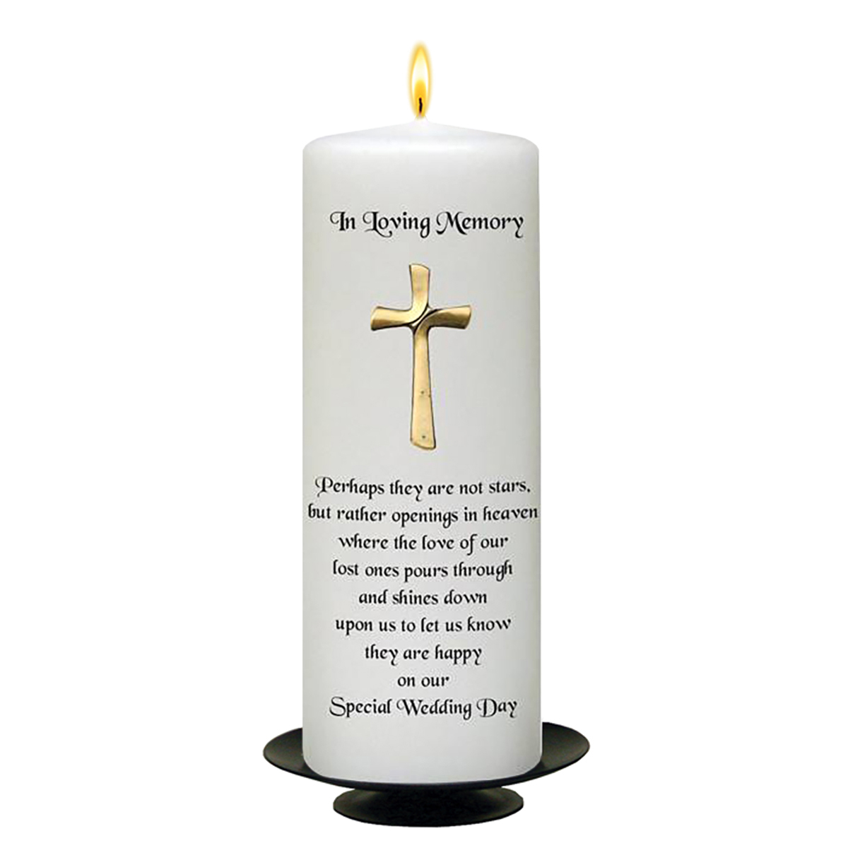 Personalised Wedding Remembrance Candle - Small Gold Cross