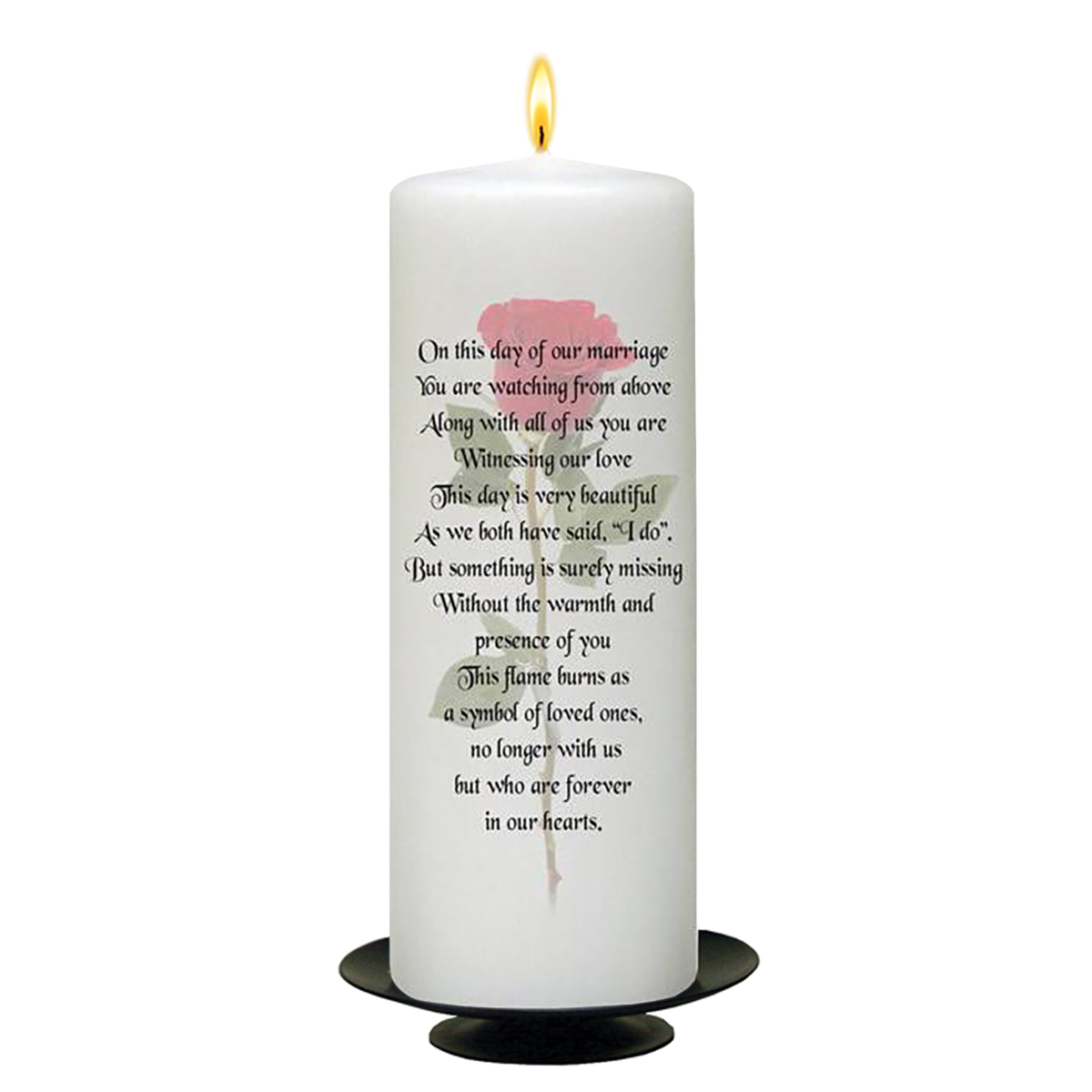 Personalised Wedding Remembrance Candle - Wedding Single Rose