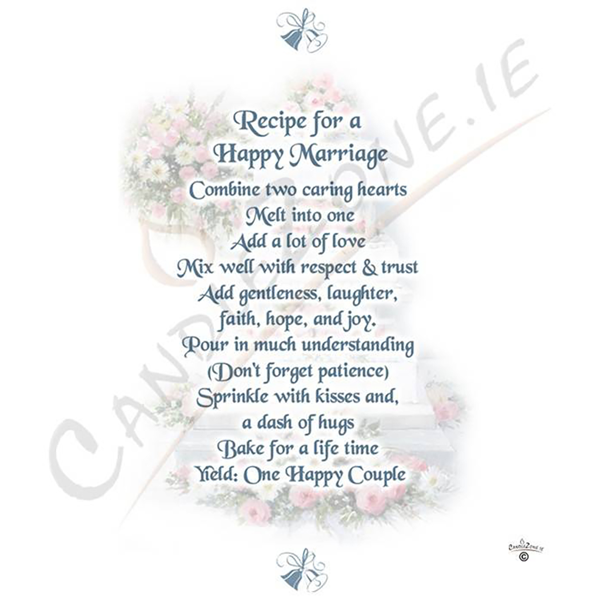 Wedding Candle Gift - Wedding Recipe Wedding Bells & Cake