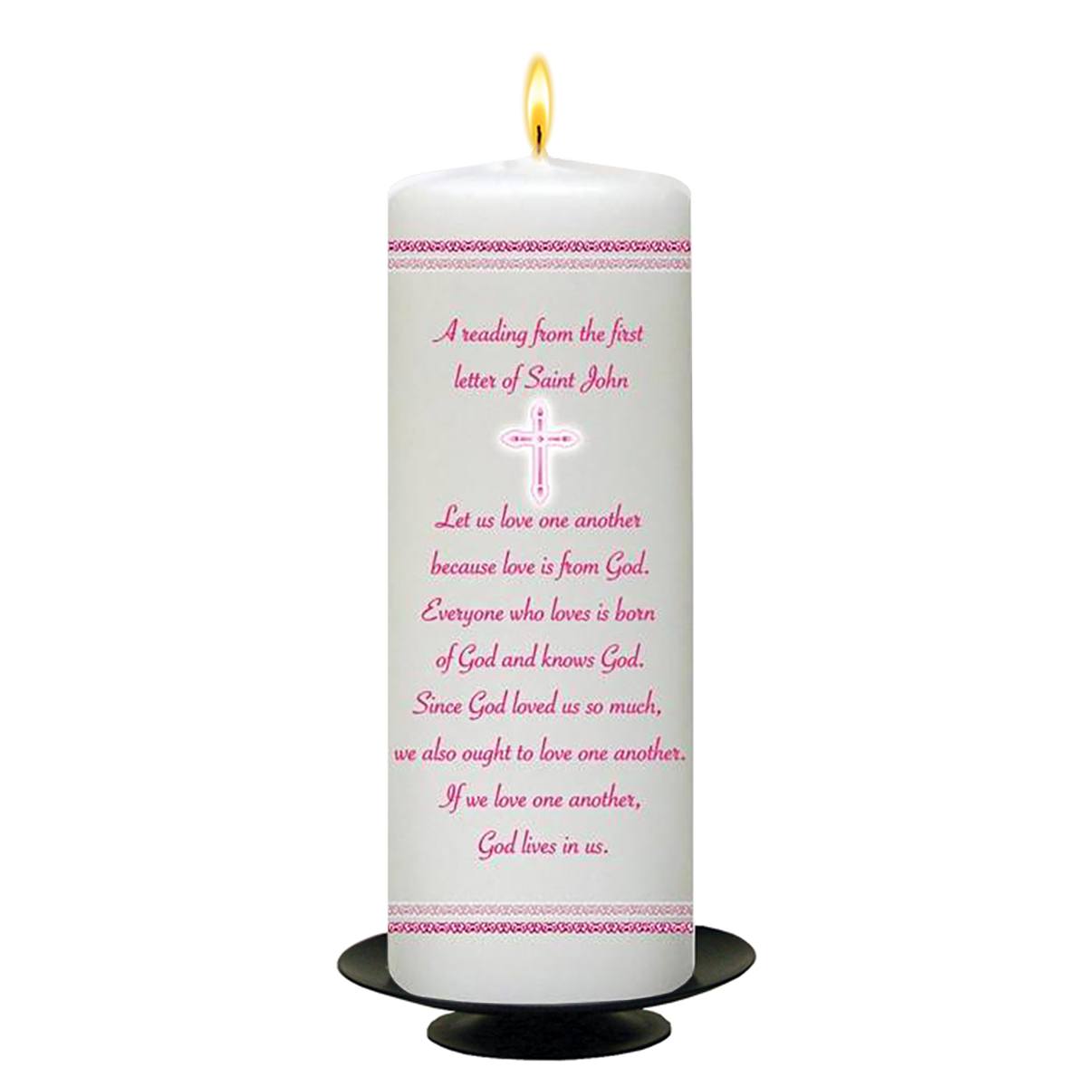 Personalised 1st Holy Communion Candle - Pink Cross with Photo