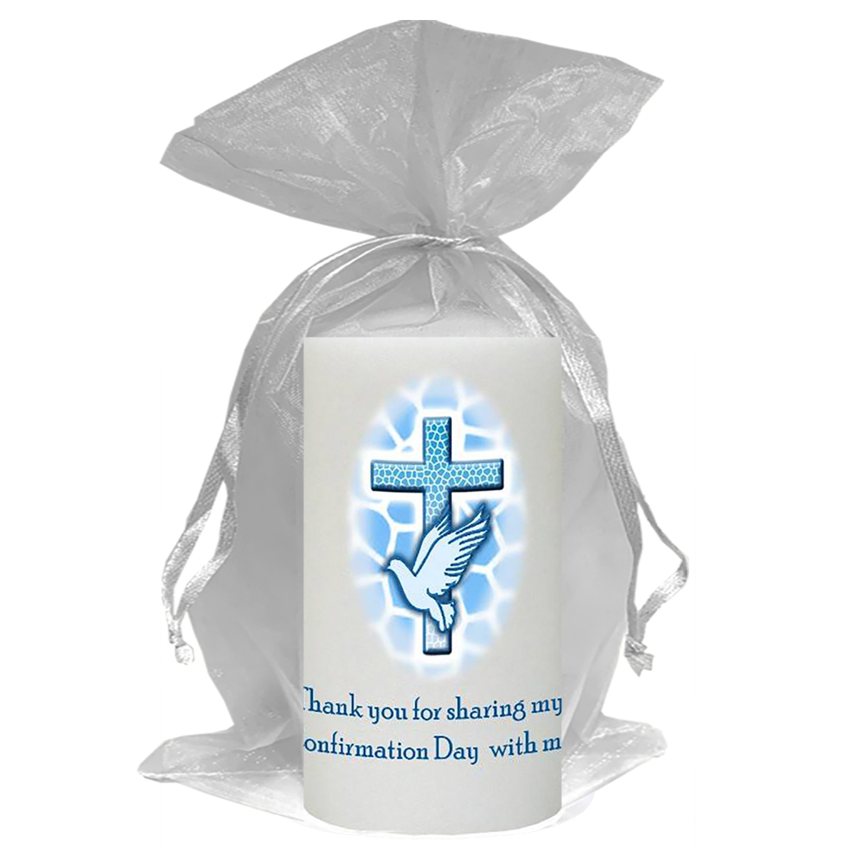 Peronsonalised Confirmation Thank you Favour - Cross & Dove Blue