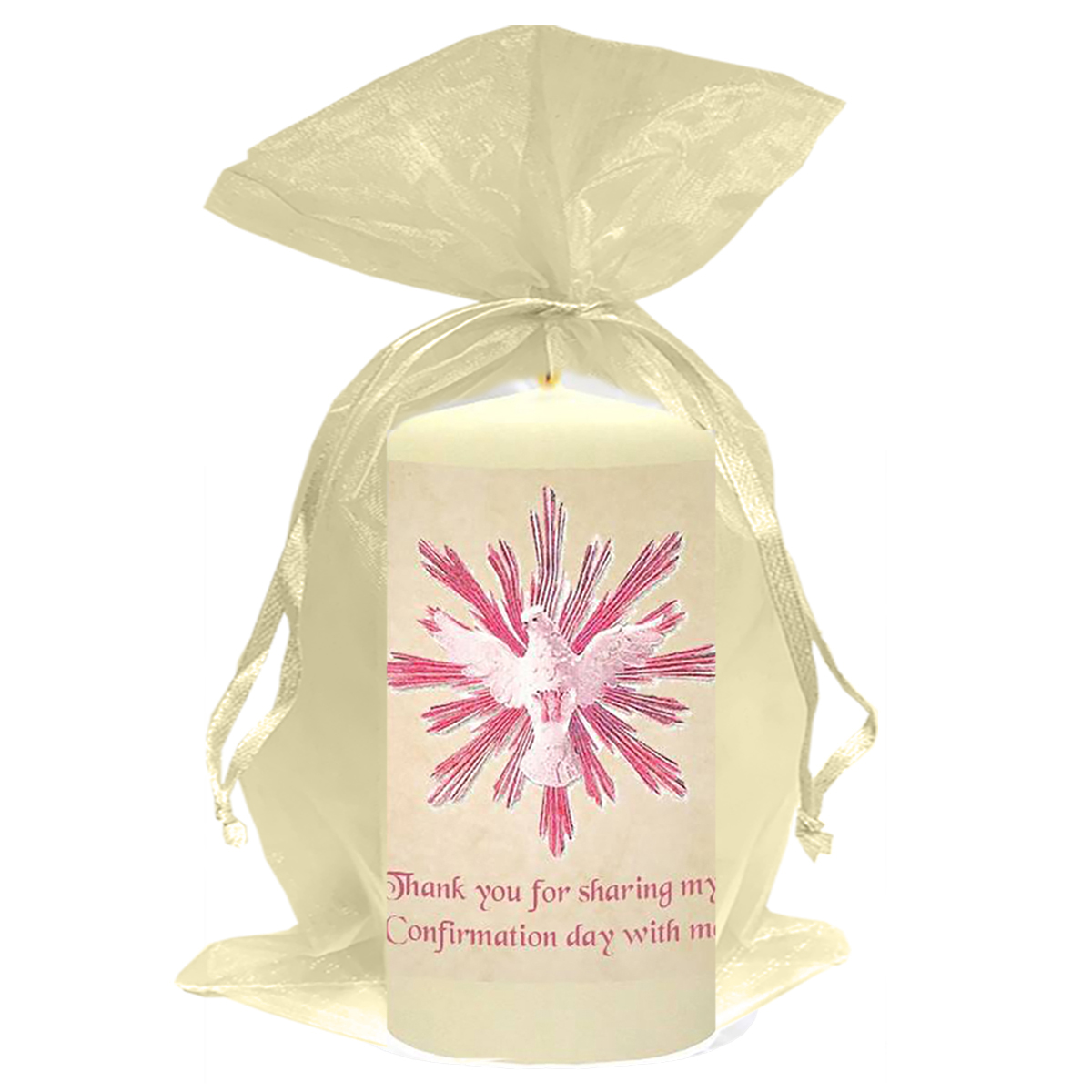 Peronsonalised Confirmation Thank you Favour - Pink Dove