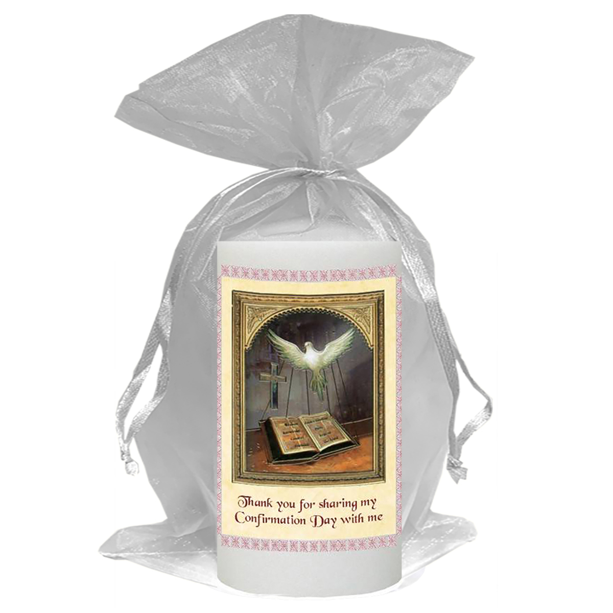 Peronsonalised Confirmation Thank you Favour - Dove Bible & Cross Red