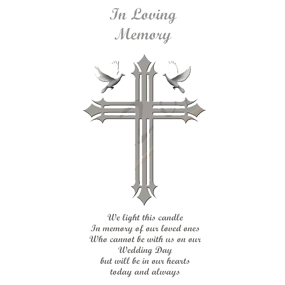 Personalised Wedding Remembrance Candle - Dove & Cross Silver