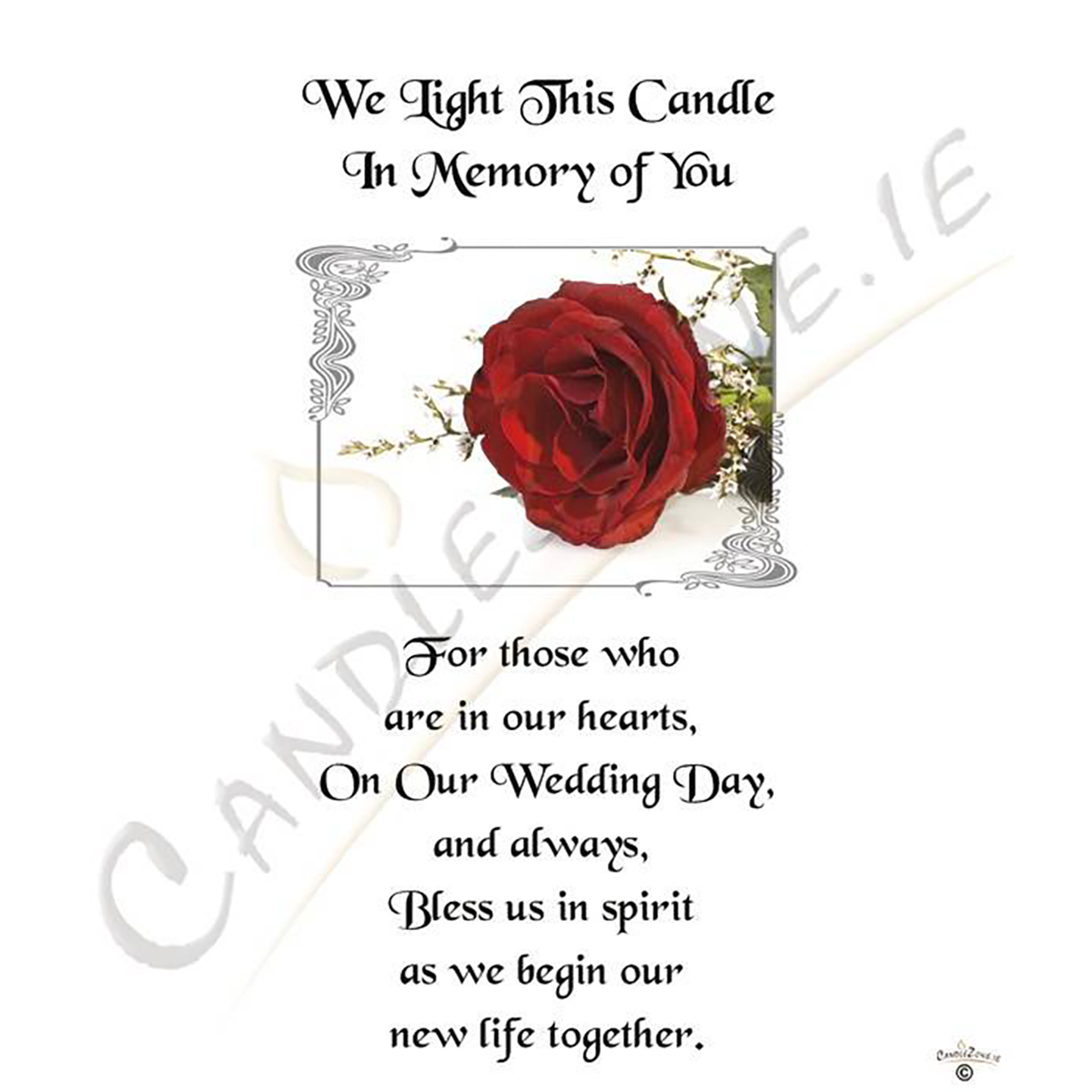 Personalised Wedding Remembrance Candle - Red Rose Silver