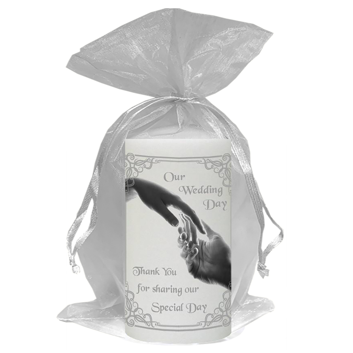 Hand To Hand Silver Wedding Candles (Ivory/White)