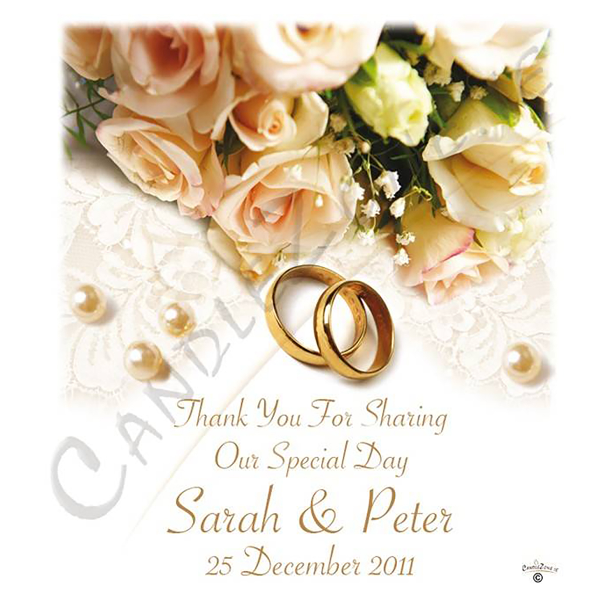 Personalised Wedding Candles - Flower Range Pearl