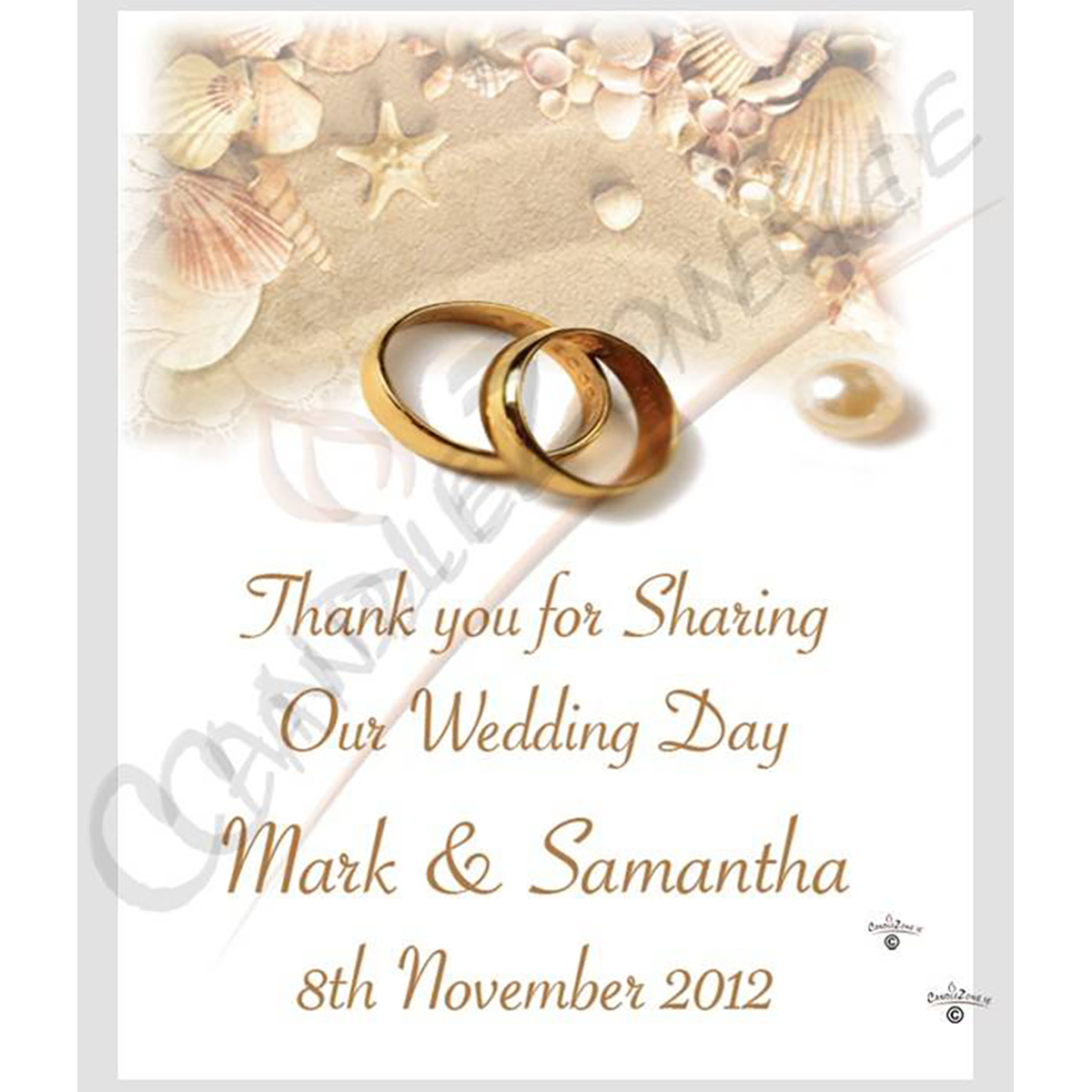 Personalised Wedding Candles - Beach & Rings