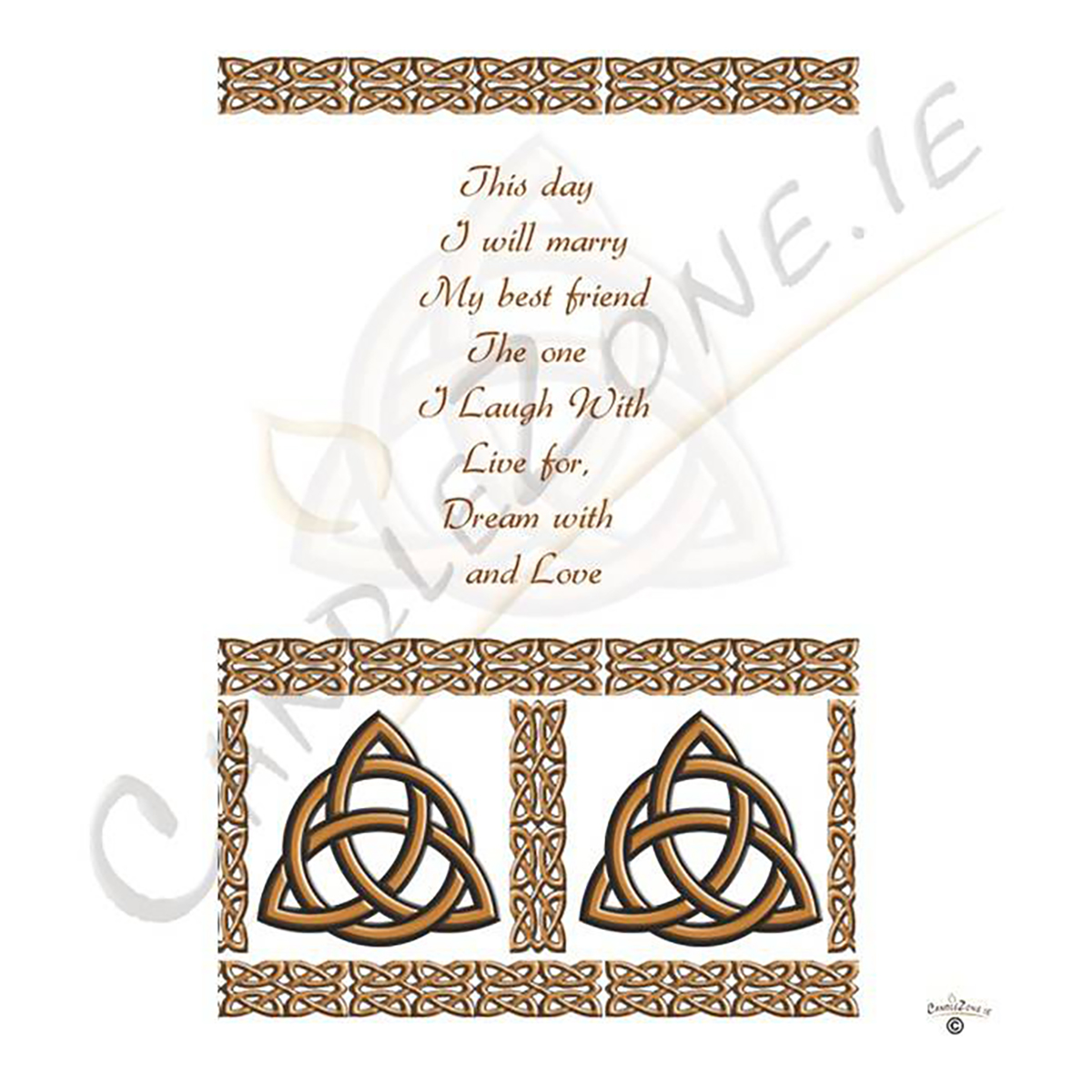 Personalised Wedding Candles - Trinity Knot Gold