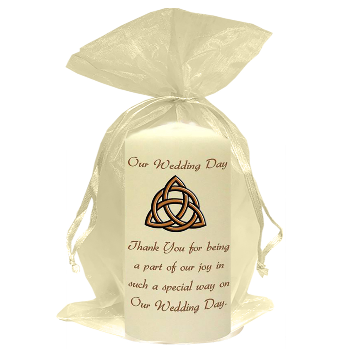Personalised Wedding Candles - Trinity Knot Gold