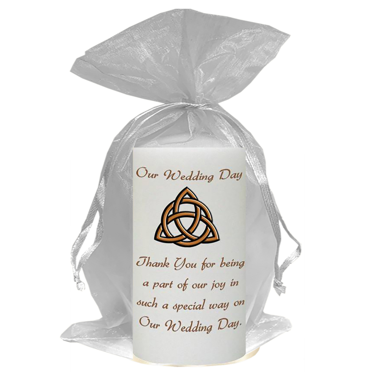 Personalised Wedding Candles - Trinity Knot Gold
