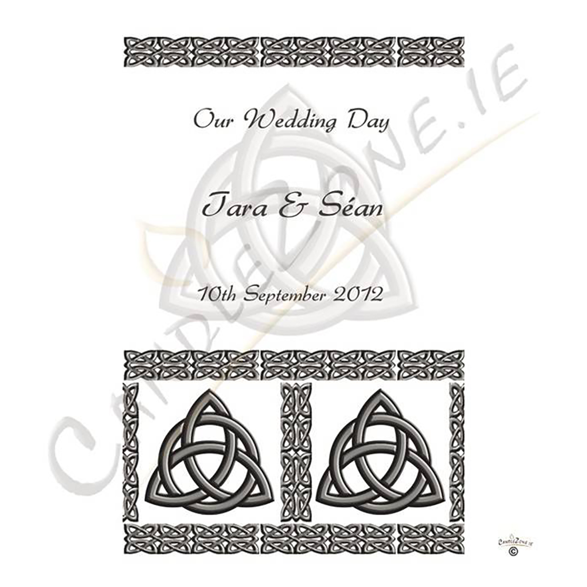 Personalised Wedding Candles - Trinity Knot Silver
