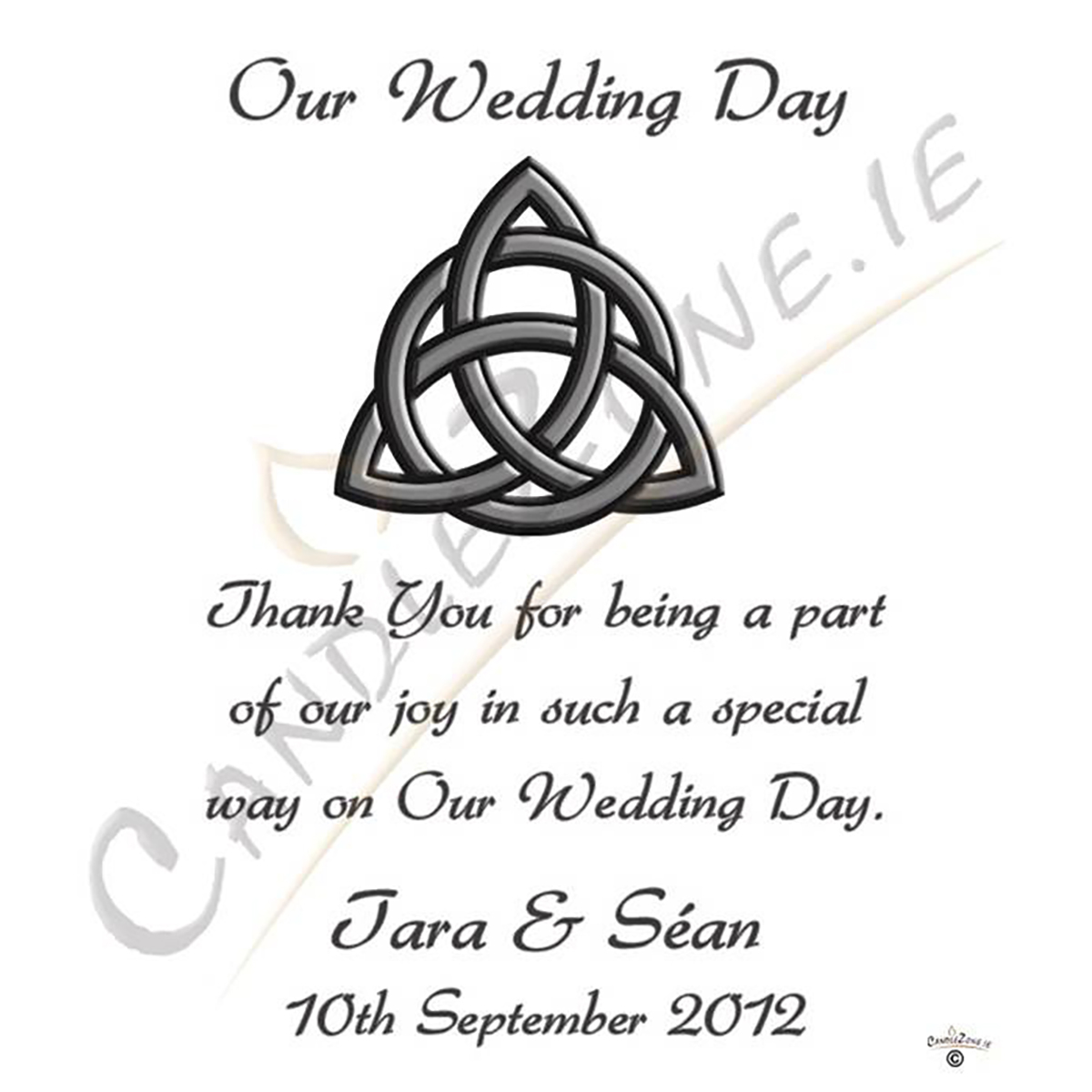 Personalised Wedding Candles - Trinity Knot Silver