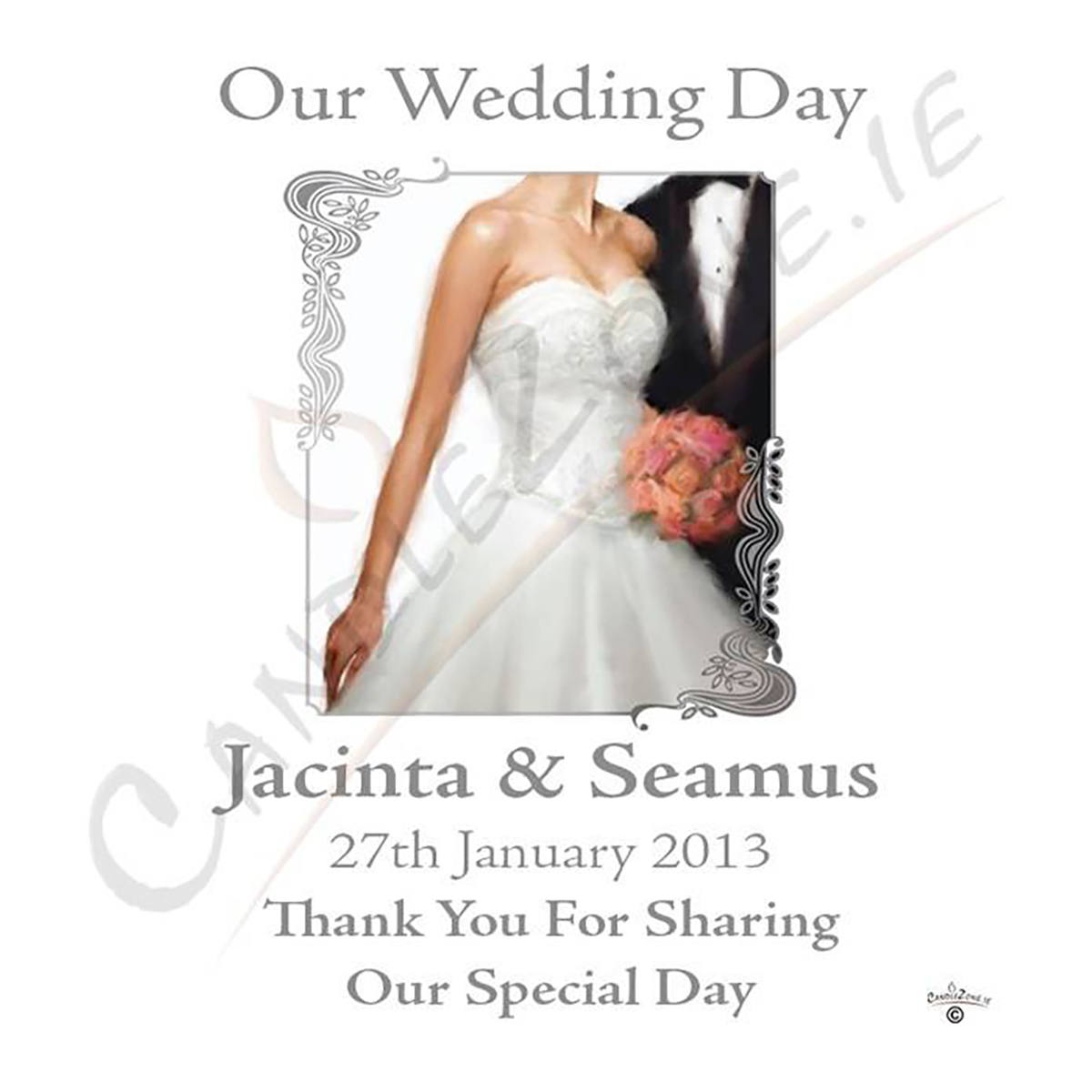 Personalised Wedding Candles - Chic Bride & Groom Silver Script