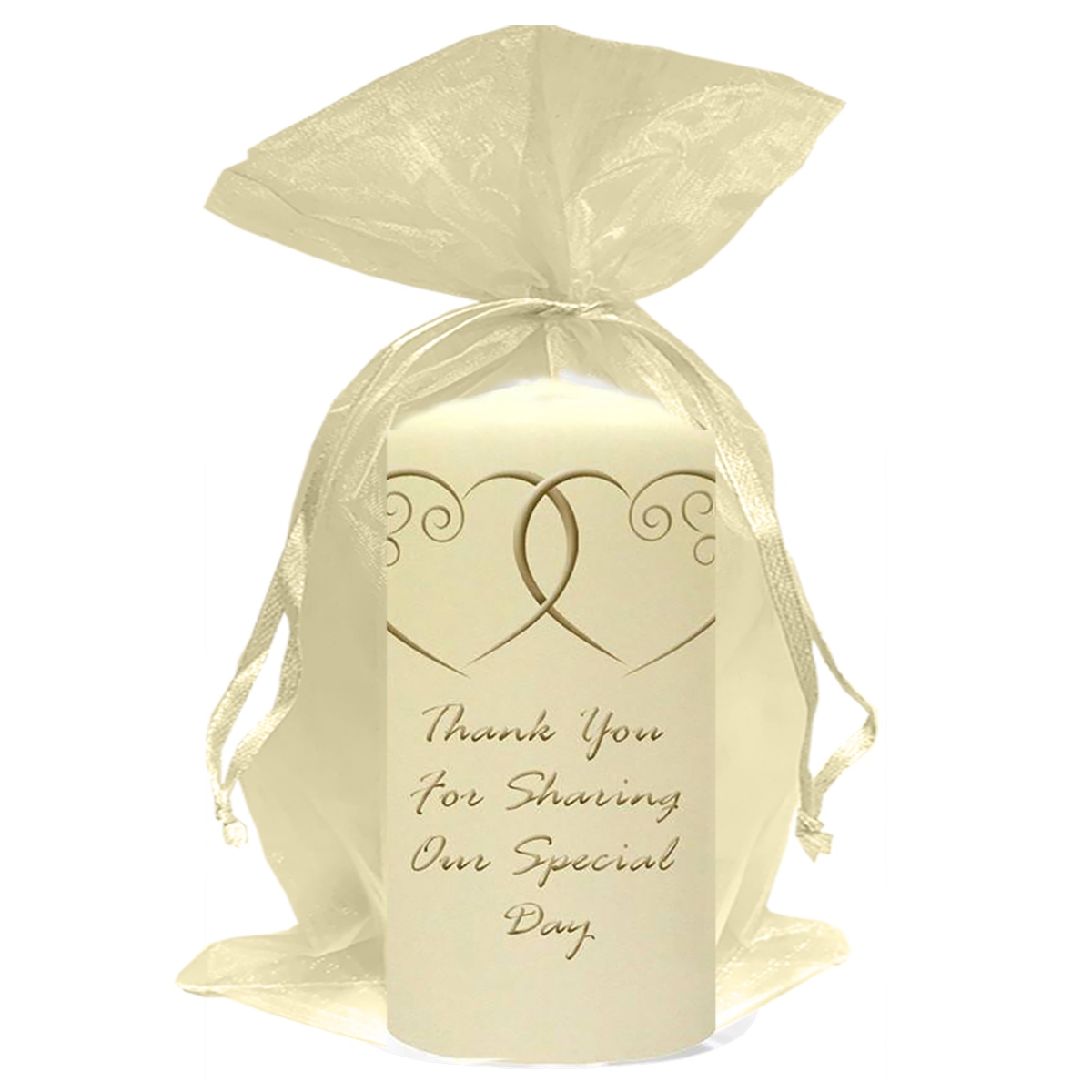 Personalised Wedding Candles - Entwined Hearts Gold