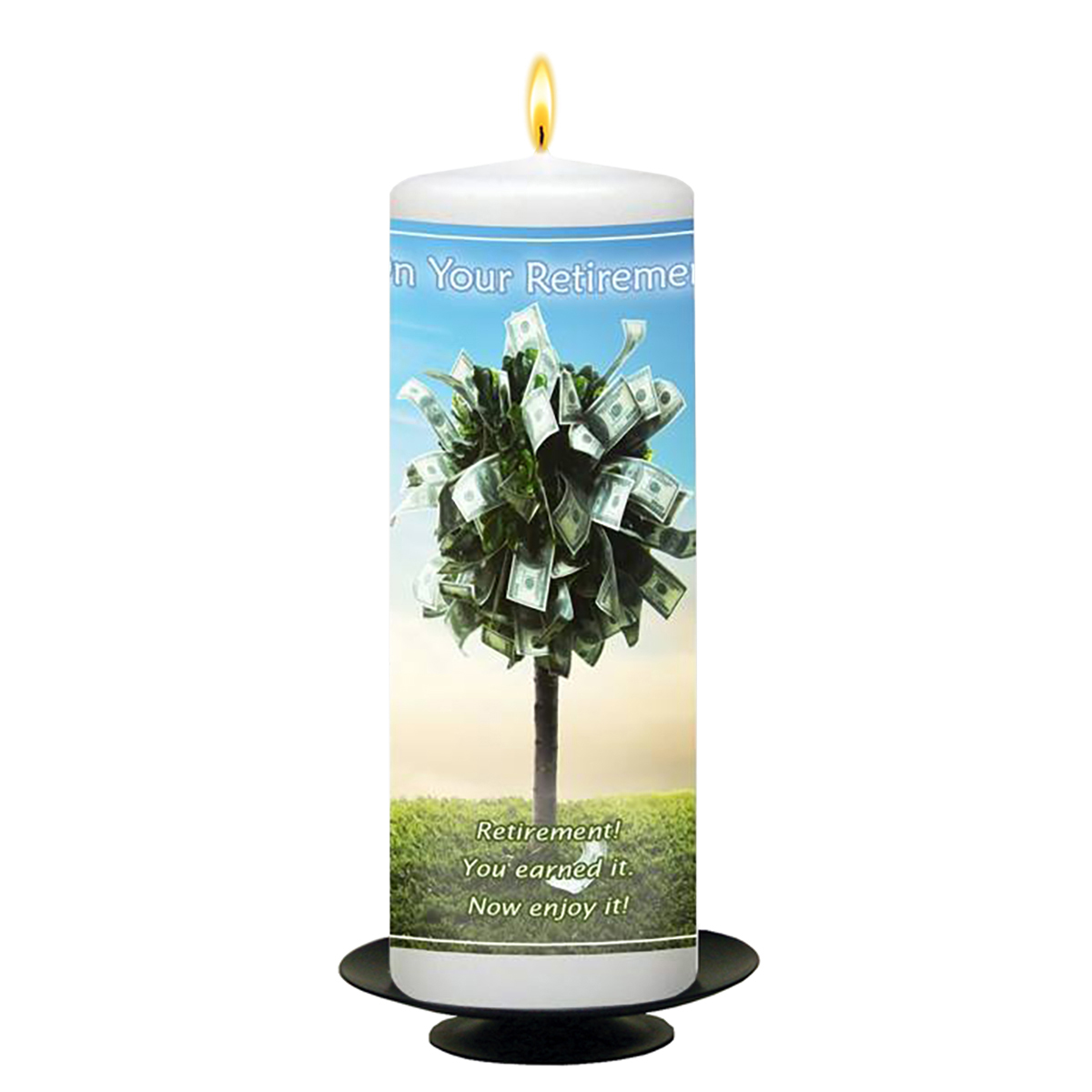 Personalsied Retirement Candle Gift - Money Tree