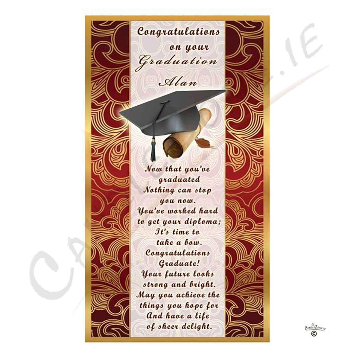 Personalised Graduation Candle Gift - Cap & Scroll Wine