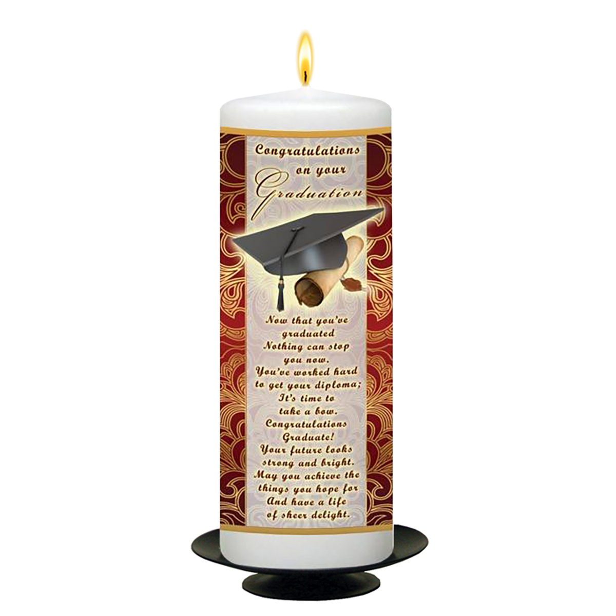 Personalised Graduation Candle Gift - Cap & Scroll Wine