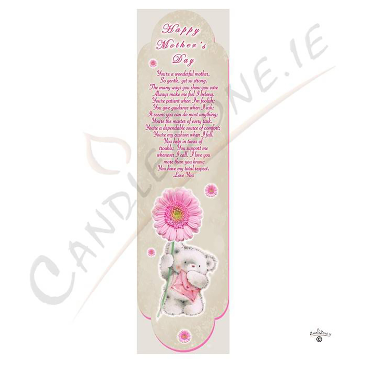Personalised Mothers Day Candle Gift - Teddy & Pink