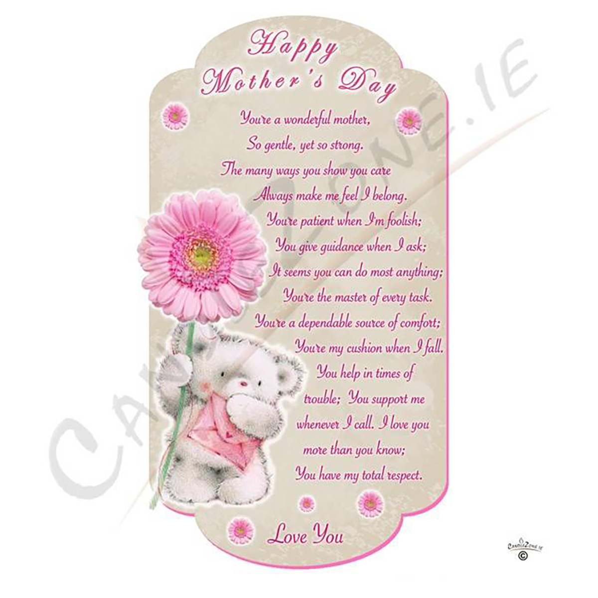 Personalised Mothers Day Candle Gift - Teddy & Pink
