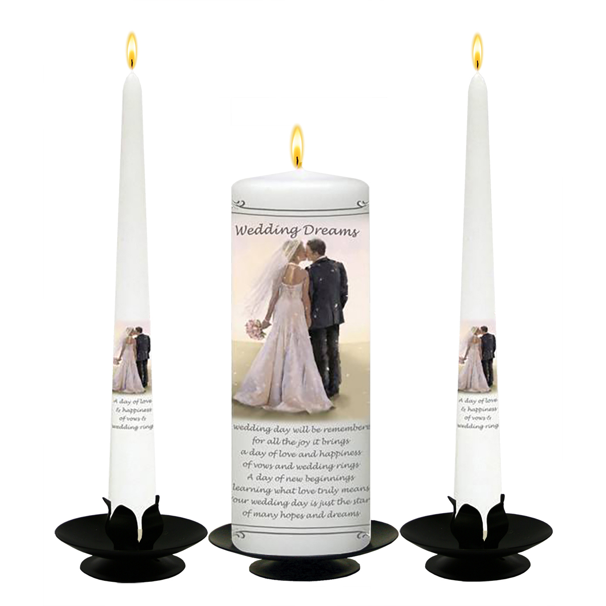Personalised Wedding Candles - Wedding Dreams Silver