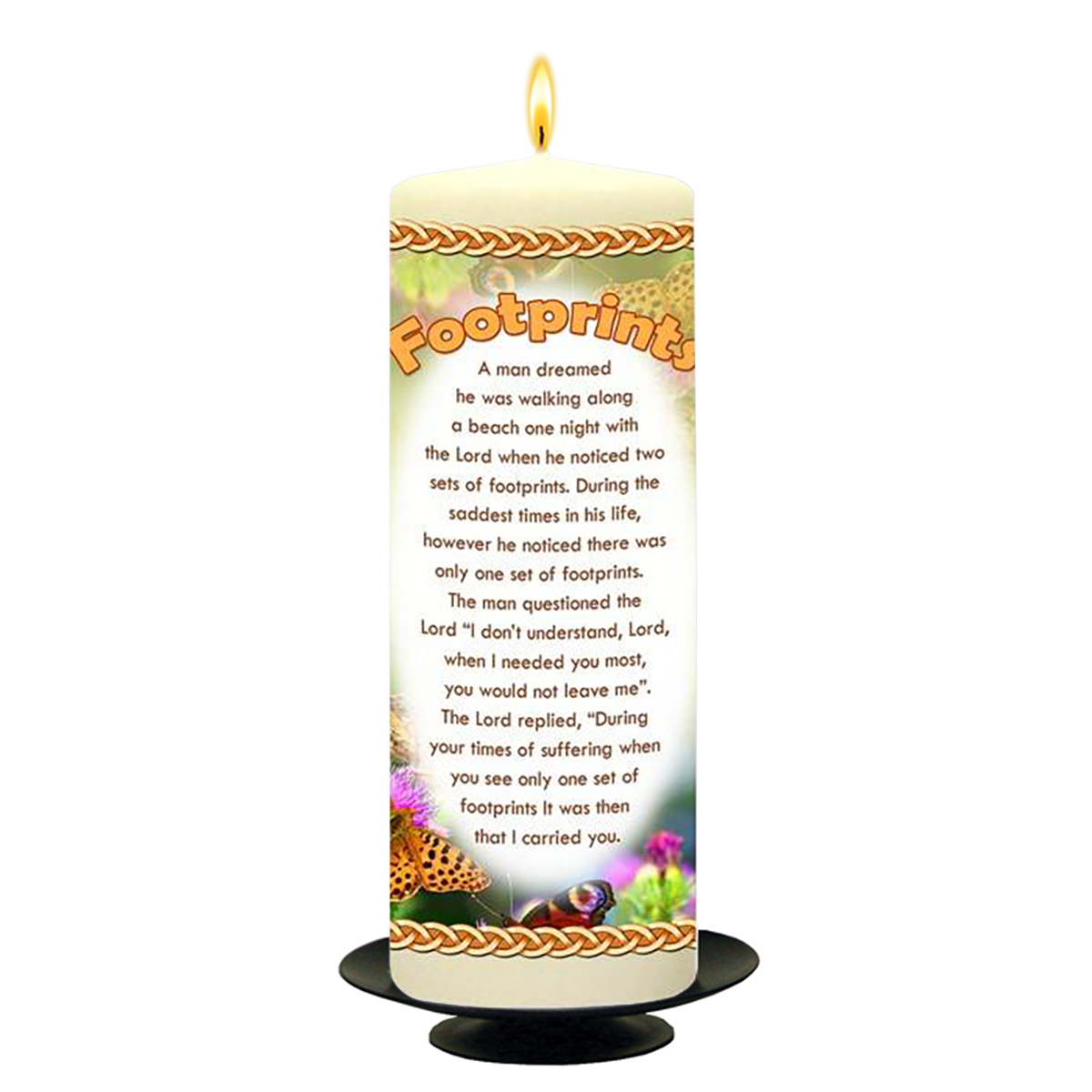 Personalsied Inspirational Candle Gift - Butterfly Footprints