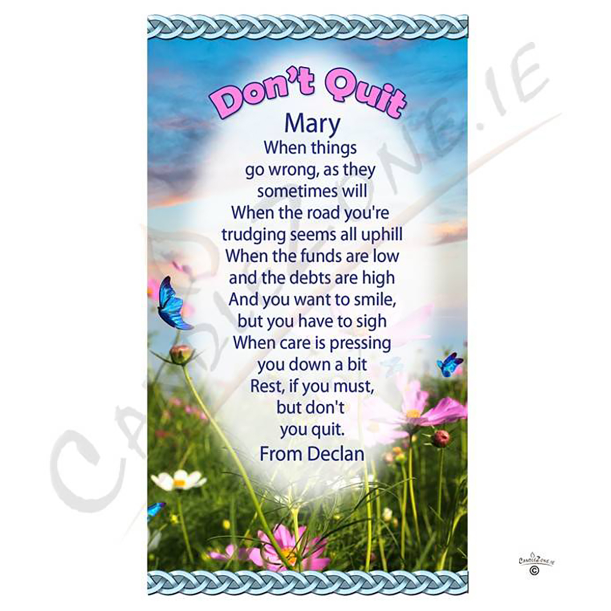 Personalsied Inspirational Candle Gift - Butterfly Dont Quit