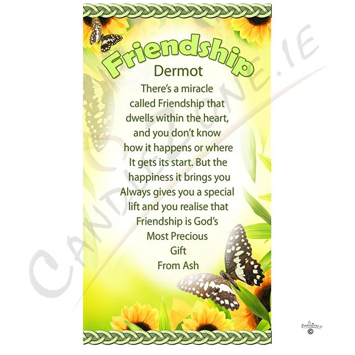 Personalsied Inspirational Candle Gift - Butterfly Friendship