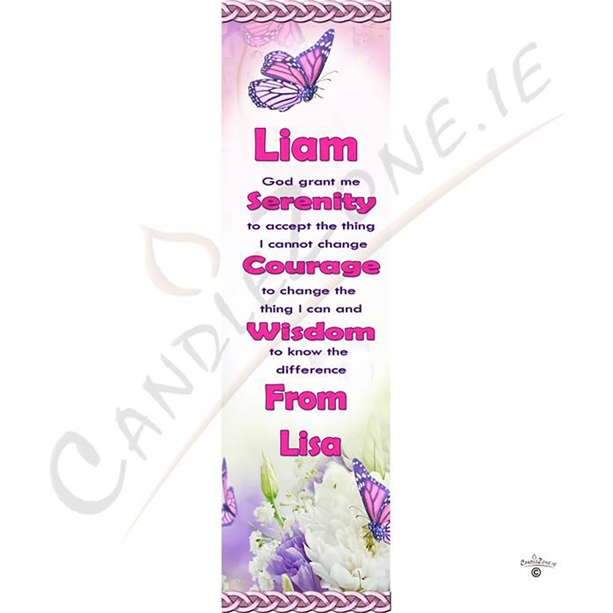 Personalsied Inspirational Candle Gift - Butterfly Serenity