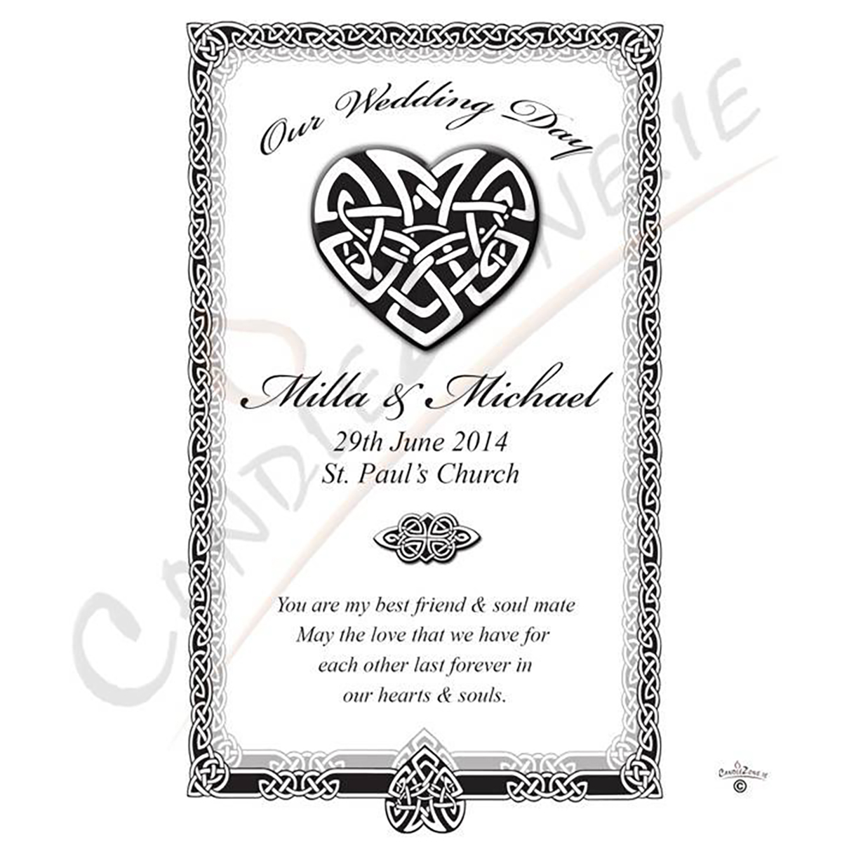 Personalised Wedding Candles - Infinity Heart Silver