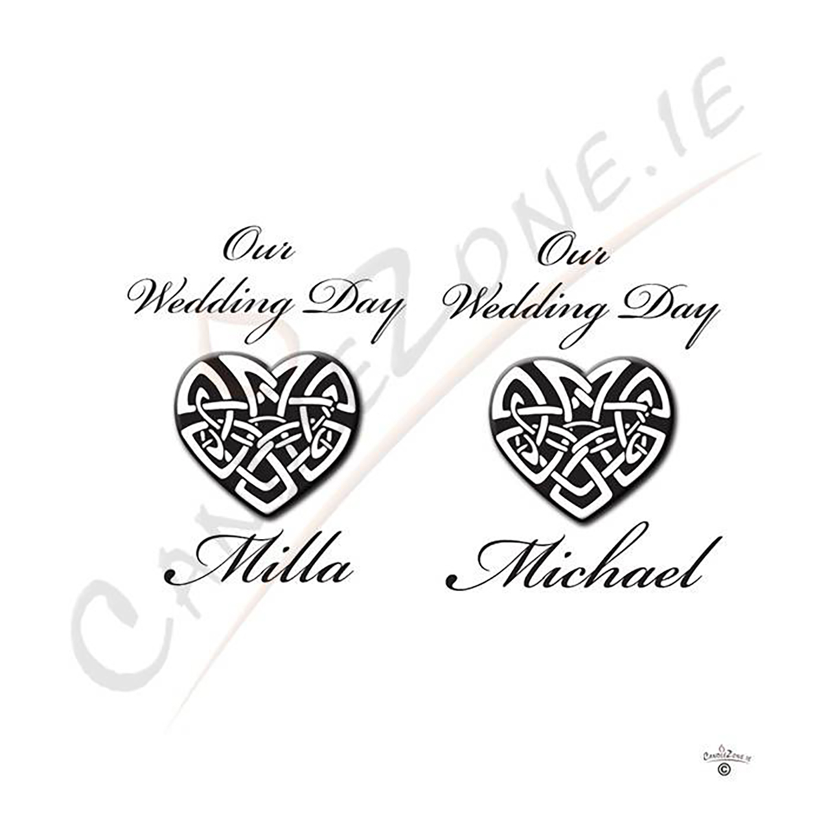 Personalised Wedding Candles - Infinity Heart Silver
