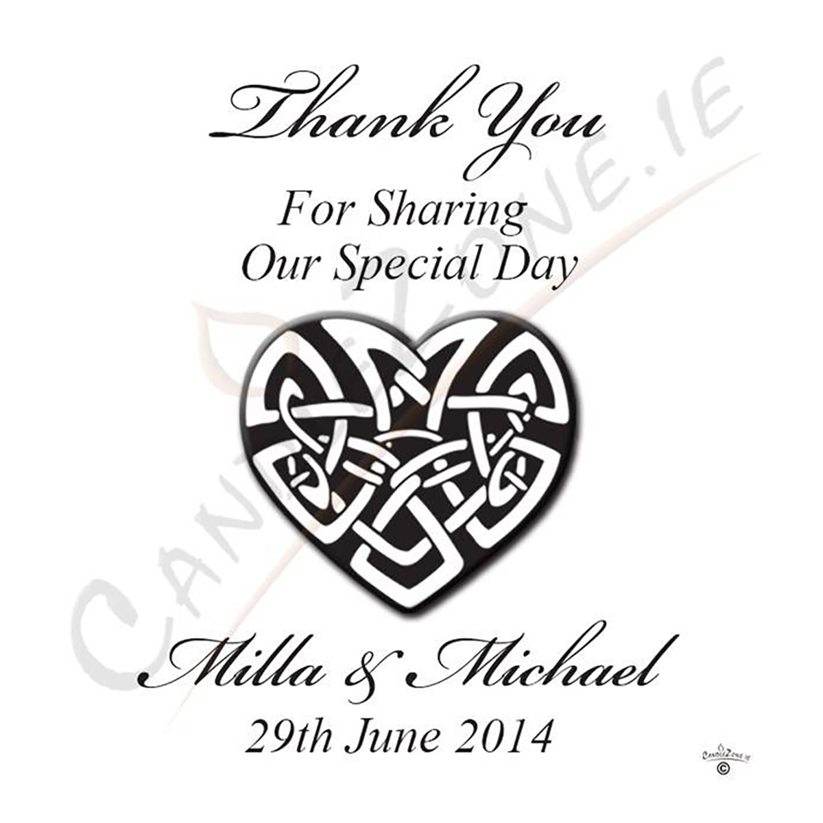 Personalised Wedding Candles - Infinity Heart Silver