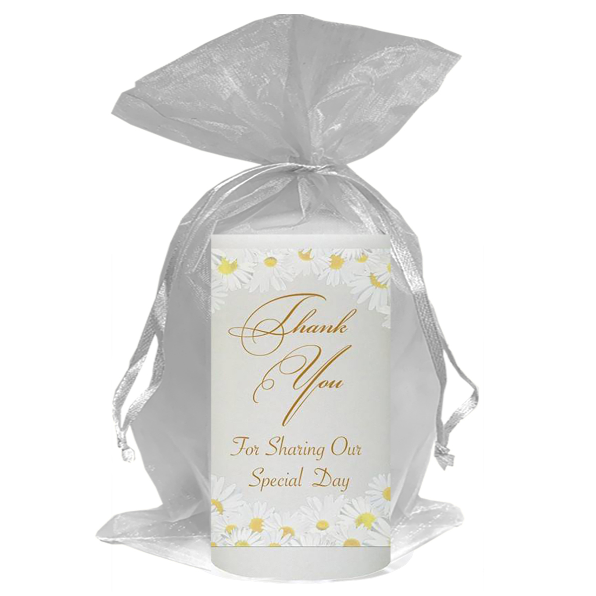Personalised Thank you Wedding Favour - Dasies Gold