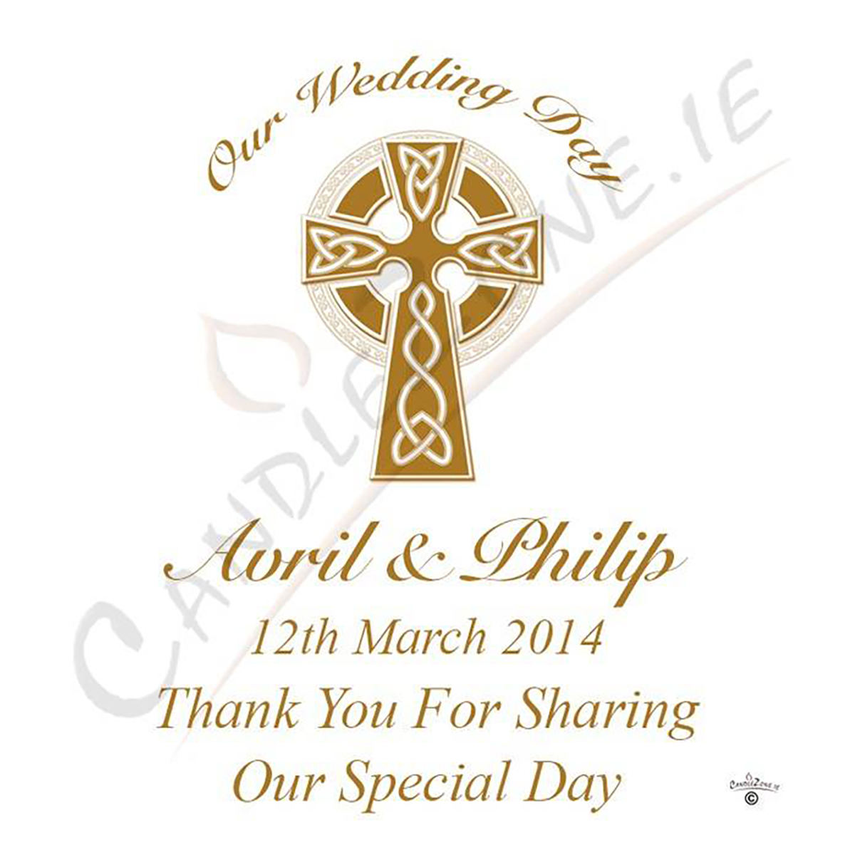 Personalised Thank you Wedding Favour - Infinity Cross Gold