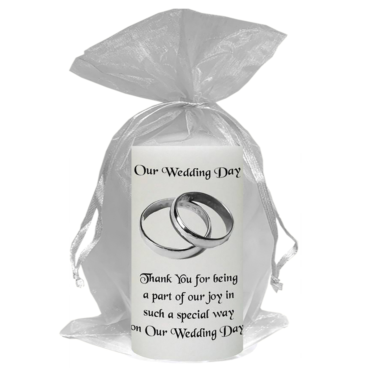 Personalised Thank you Wedding Favour - Elegant Sliver Rings Wedding