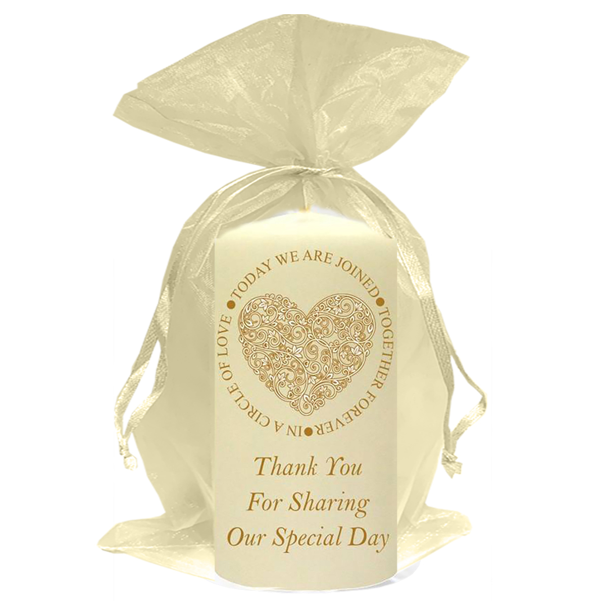 Personalised Wedding Candles - Circle of Love Gold