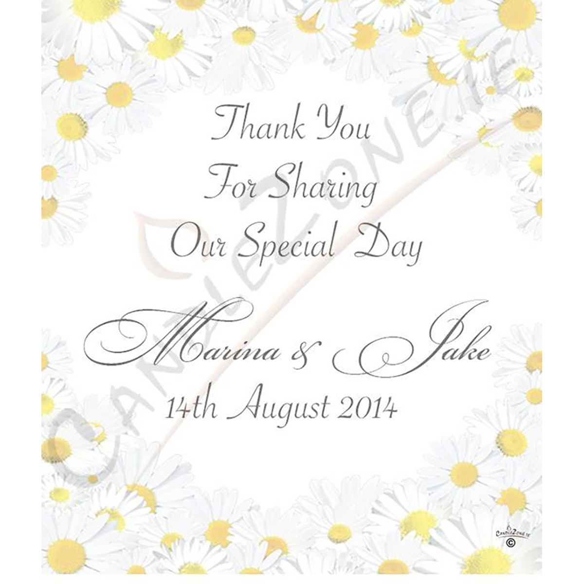 Personalised Thank you Wedding Favour - Dasies Silver
