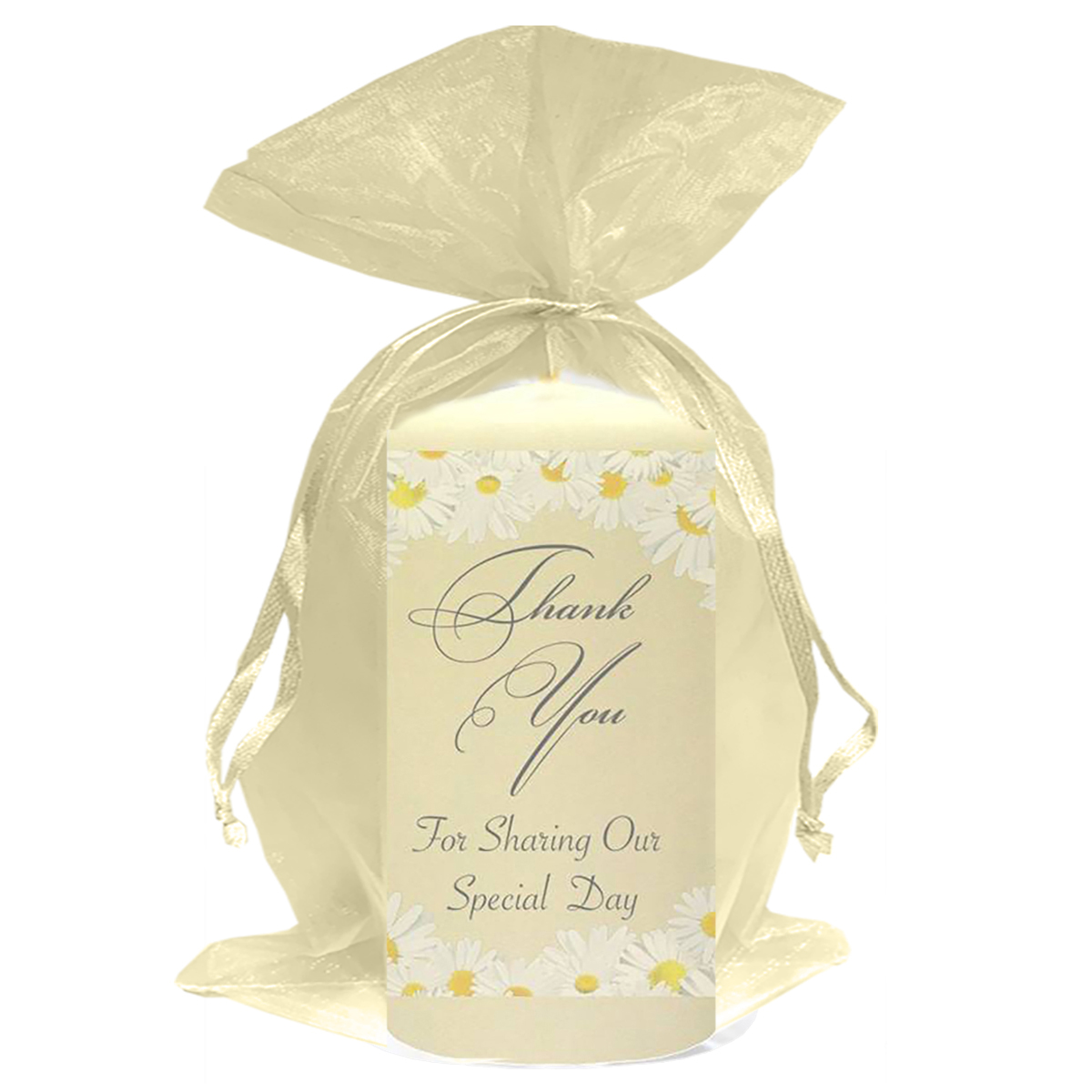 Personalised Thank you Wedding Favour - Dasies Silver