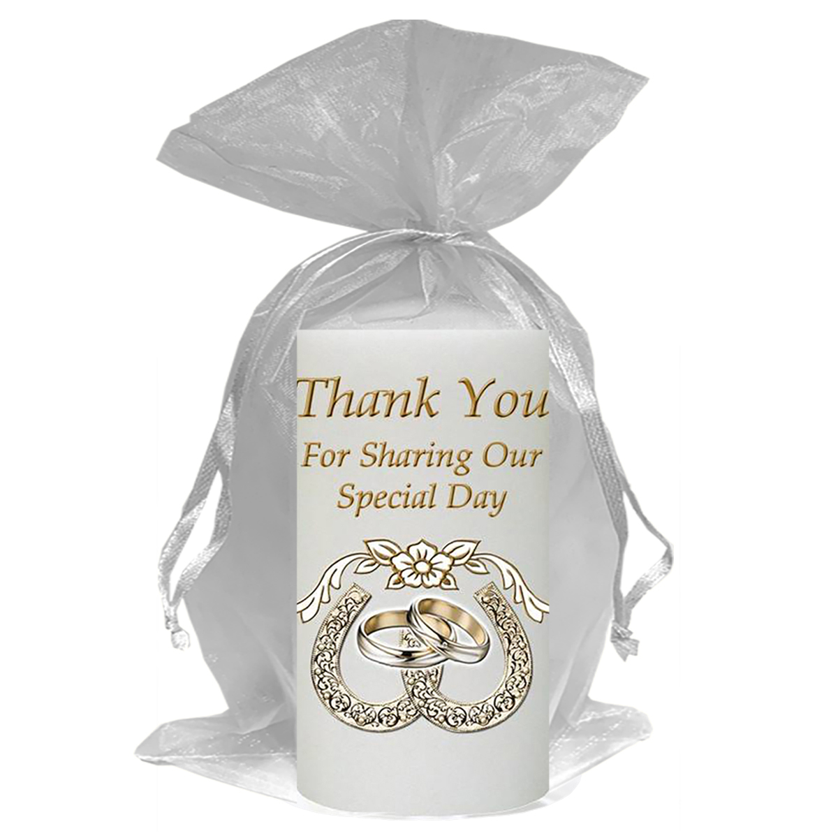 Personalised Thank you Wedding Favour - Horseshoes & Rings Gold