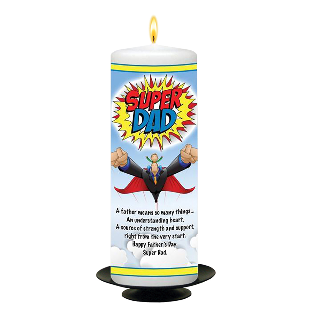 Personalised Fathers Day Gift Candle - Super Dad Badge