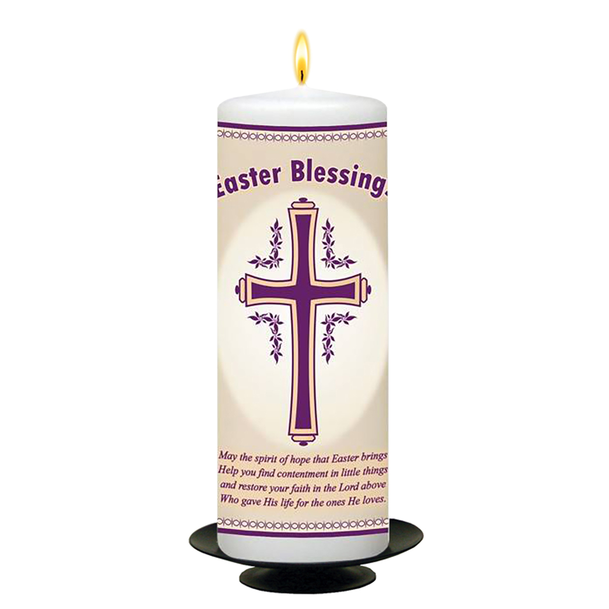 Personalatised Easter Gift Candle - Floral Cross