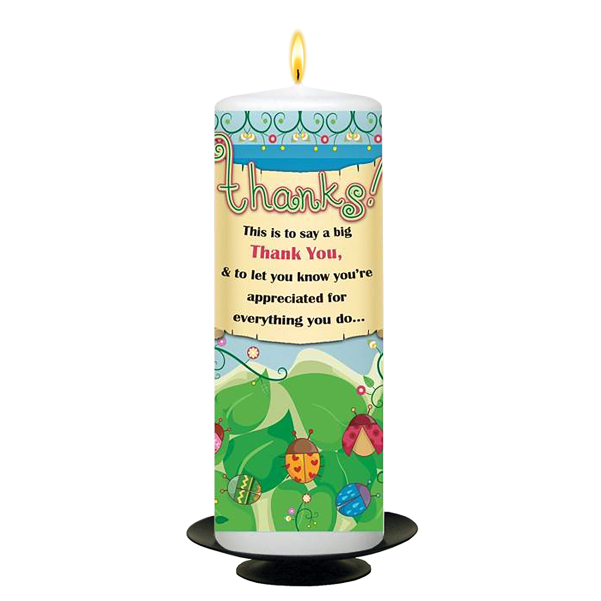Personalised Thank you Candle Gift - Ladybugs on Scroll