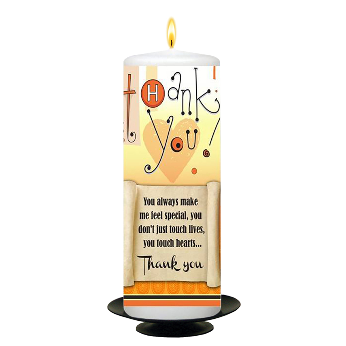 Personalised Thank you Candle Gift - Scroll & Orange Heart