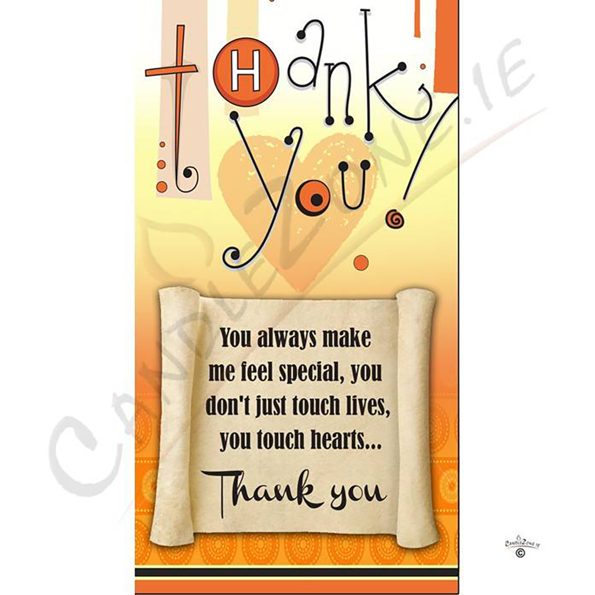 Personalised Thank you Candle Gift - Scroll & Orange Heart