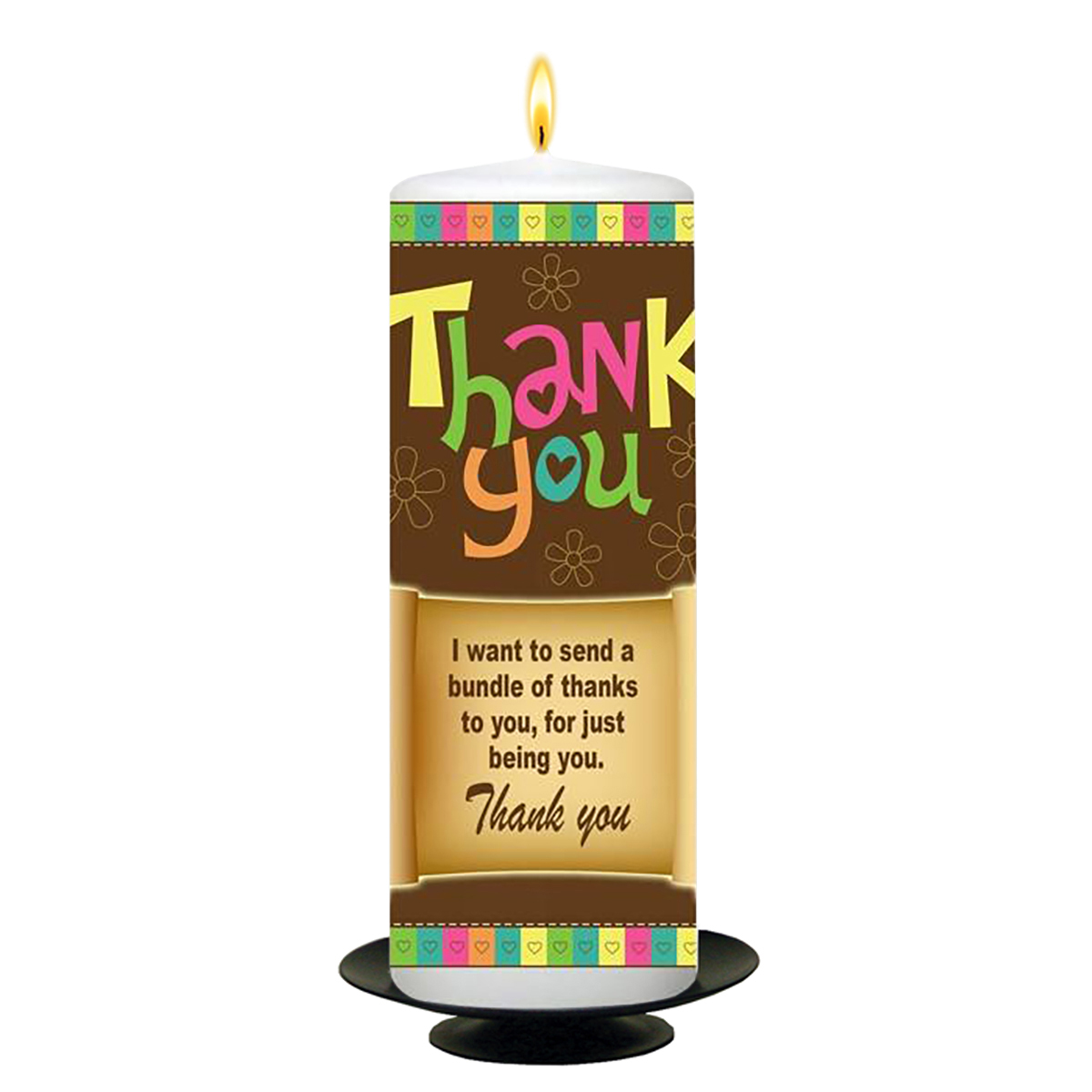 Personalised Thank you Candle Gift - Scroll & Funky Flowers