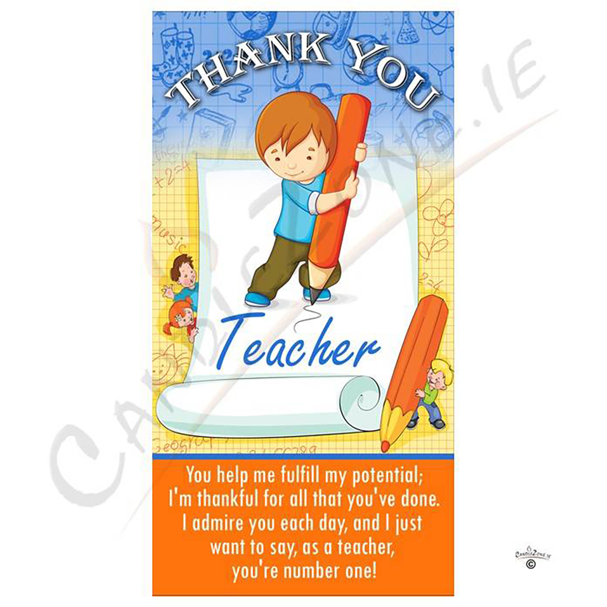 Personalised Thank You Teacher Candle Gift - Pencil & Scroll