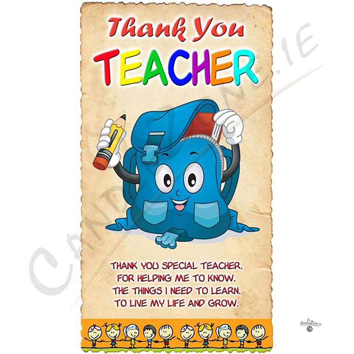 Personalised Thank You Teacher Candle Gift - Blue Backpack